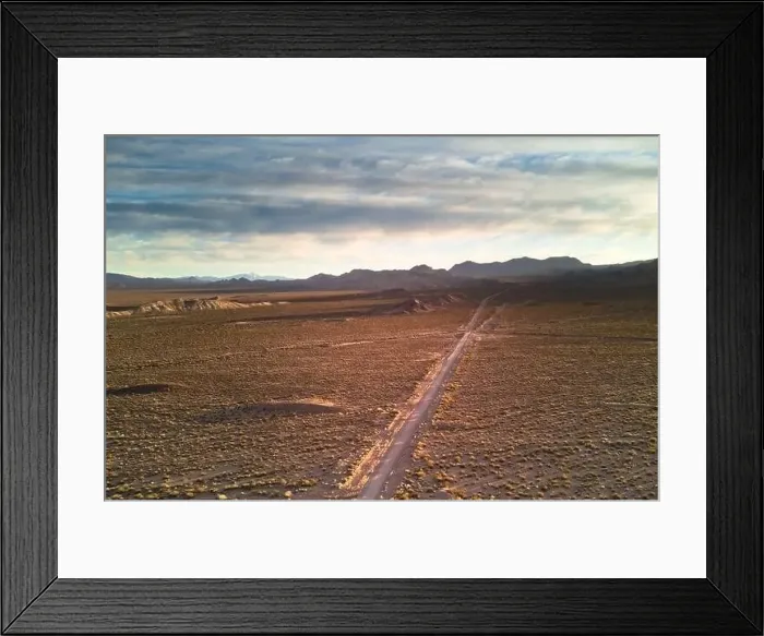Framed Print : Dirt road across the desert steppes by the Andes mountains near Uspallata, Argentina Framed Print : Dirt road across the desert steppes by the Andes mountains near Uspallata, Argentina