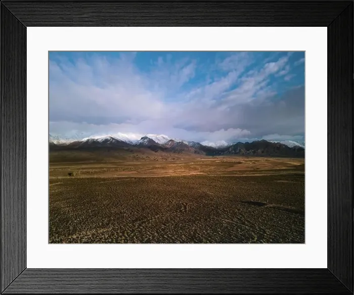 Framed Print : Desert steppe by the Andes mountains near Uspallata, Argentina. Aerial view Framed Print : Desert steppe by the Andes mountains near Uspallata, Argentina. Aerial view