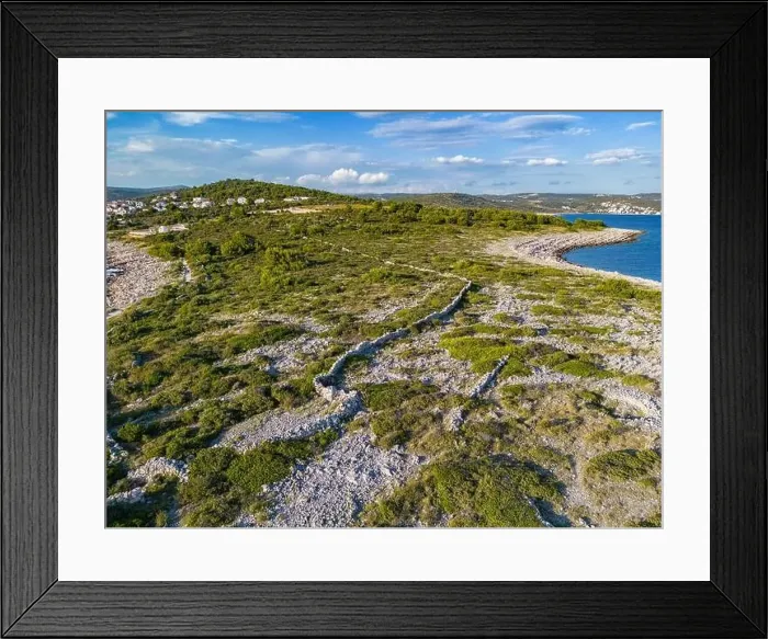 Framed Print : Drone view of beautiful, rough coast of Punta Planka Framed Print : Drone view of beautiful, rough coast of Punta Planka