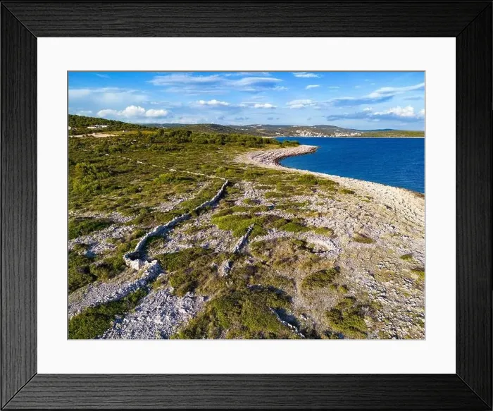 Framed Print : Drone view of beautiful, rough coast of Punta Planka Framed Print : Drone view of beautiful, rough coast of Punta Planka