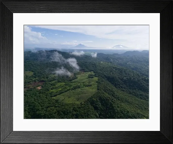 Framed Print : Green natural aerial landscape of Nicaragua with Ometepe volcano on back Framed Print : Green natural aerial landscape of Nicaragua with Ometepe volcano on back