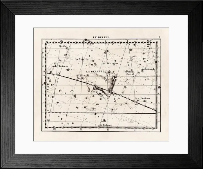 Framed Print : Vintage constellation illustration from the early 18th century Framed Print : Vintage constellation illustration from the early 18th century