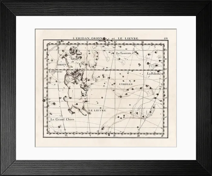 Framed Print : Vintage constellation illustration from the early 18th century
