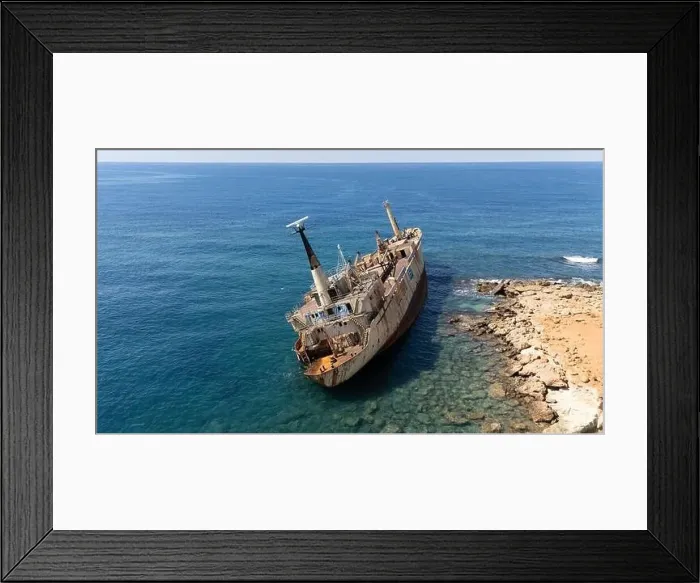Framed Print : Drone photo of a shipwreck in Cyprus that has been stranded for years Framed Print : Drone photo of a shipwreck in Cyprus that has been stranded for years