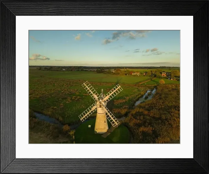 Framed Print : A serene shot of the historic Thurne Windmill in Norfolk, UK, captured at sunset Framed Print : A serene shot of the historic Thurne Windmill in Norfolk, UK, captured at sunset