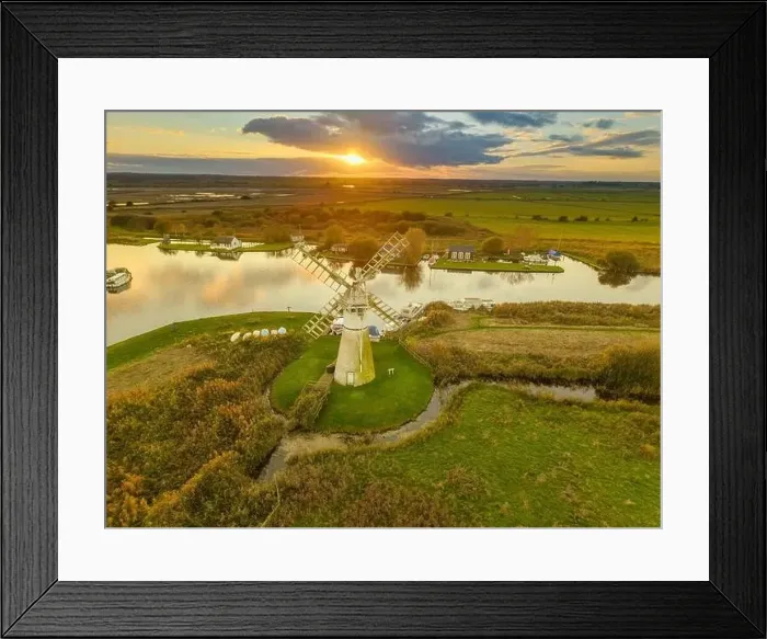 Framed Print : A serene shot of the historic Thurne Windmill in Norfolk, UK, captured at sunset Framed Print : A serene shot of the historic Thurne Windmill in Norfolk, UK, captured at sunset