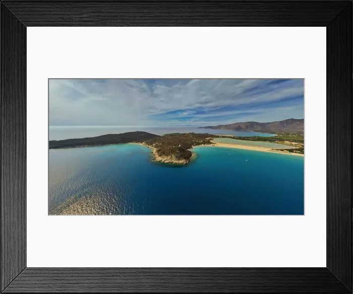 Framed Print : A stunning aerial photo of Capo Carbonara's sandy beaches Framed Print : A stunning aerial photo of Capo Carbonara's sandy beaches