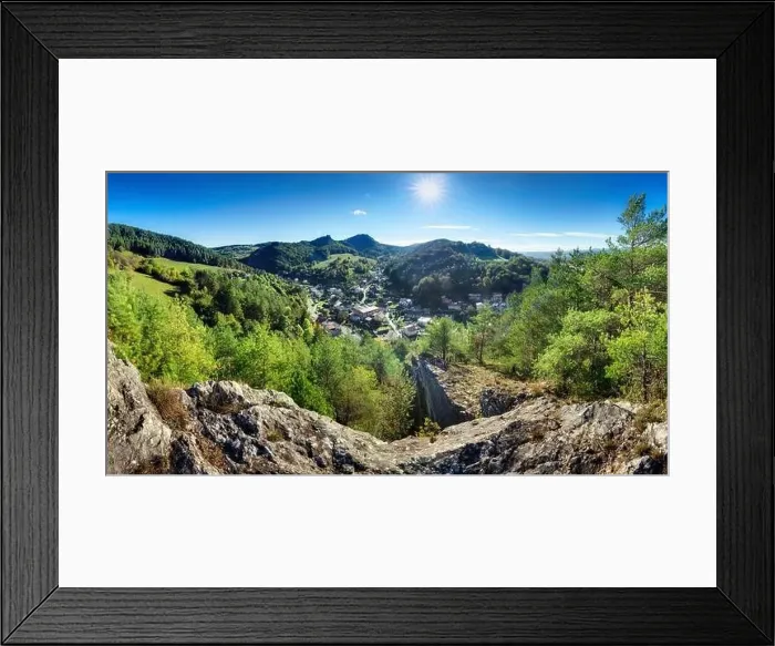 Framed Print : Summer landscape with village, Slovakia - panorama with sun, Hricovske Podhradie Framed Print : Summer landscape with village, Slovakia - panorama with sun, Hricovske Podhradie
