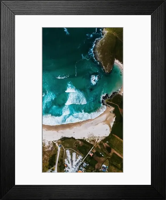 Framed Print : A stunning drone shot capturing the dynamic interface between the turquoise ocean waves Framed Print : A stunning drone shot capturing the dynamic interface between the turquoise ocean waves