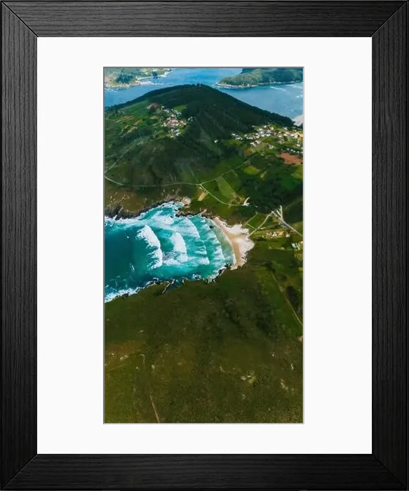 Framed Print : Captivating drone shot showcasing the rugged coastline of Galicia