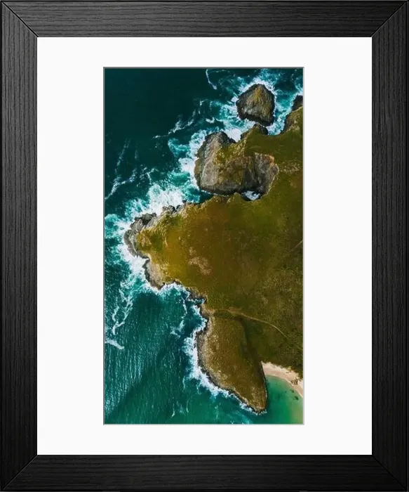 Framed Print : Stunning drone capture over Galicia showcasing the dramatic interplay between rocky cliffs Framed Print : Stunning drone capture over Galicia showcasing the dramatic interplay between rocky cliffs