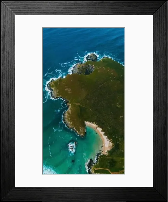 Framed Print : Stunning drone capture of a rugged coastline in Galicia Framed Print : Stunning drone capture of a rugged coastline in Galicia