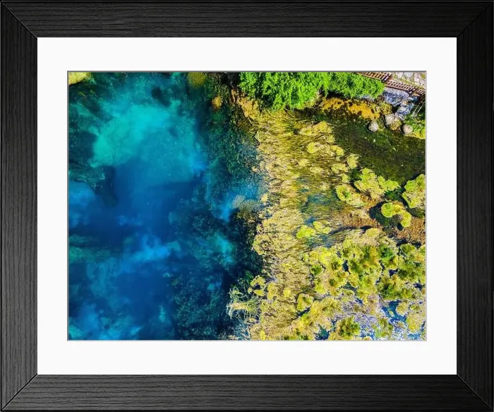 Framed Print : Amazing Gacka river source photographed with drone from above located in Majerovo Vrilo, Croatia Framed Print : Amazing Gacka river source photographed with drone from above located in Majerovo Vrilo, Croatia
