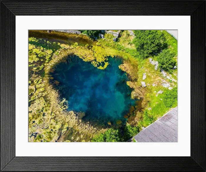 Framed Print : Amazing Gacka river source photographed with drone from above located in Majerovo Vrilo, Croatia Framed Print : Amazing Gacka river source photographed with drone from above located in Majerovo Vrilo, Croatia