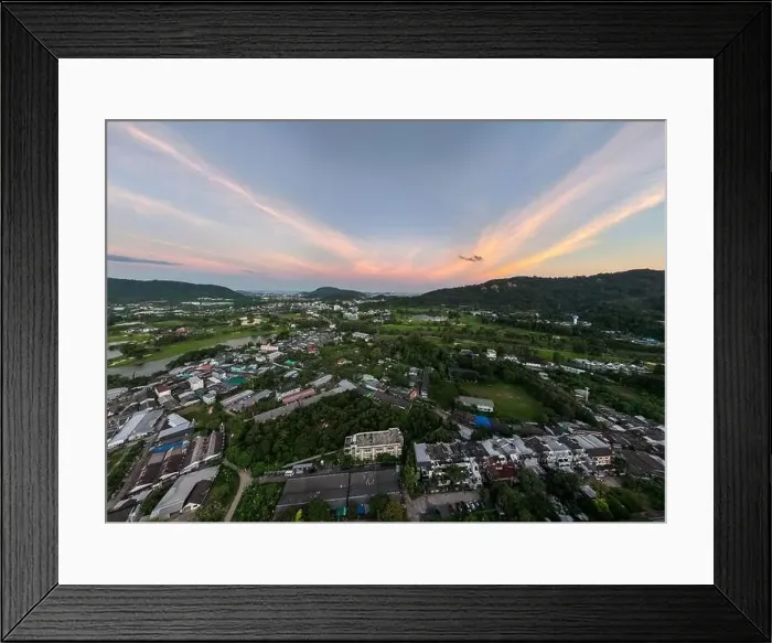 Framed Print : Aerial view of residential houses and driveways neighborhood during in sunset time Framed Print : Aerial view of residential houses and driveways neighborhood during in sunset time