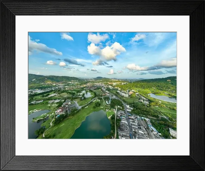 Framed Print : Aerial view of residential houses and driveways neighborhood during in sunny time Framed Print : Aerial view of residential houses and driveways neighborhood during in sunny time