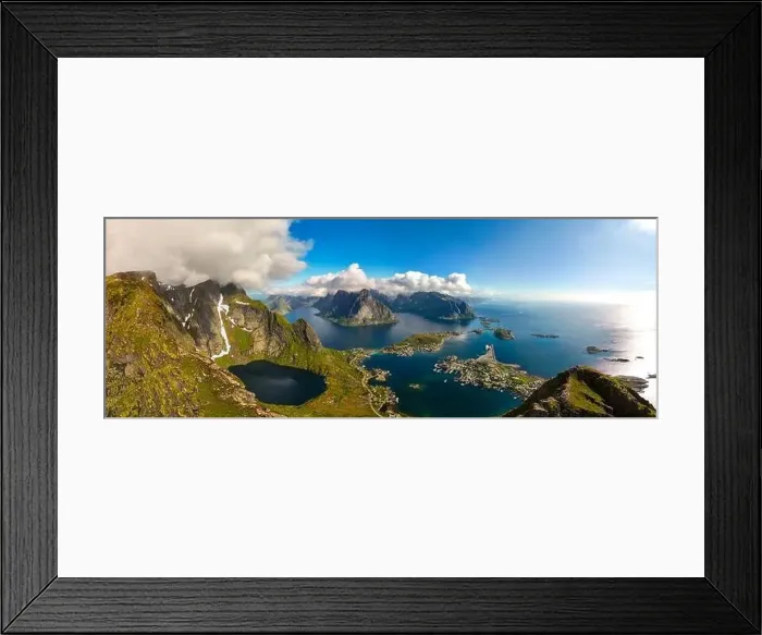 Framed Print : view of the rugged mountains and coastline of Norway Framed Print : view of the rugged mountains and coastline of Norway