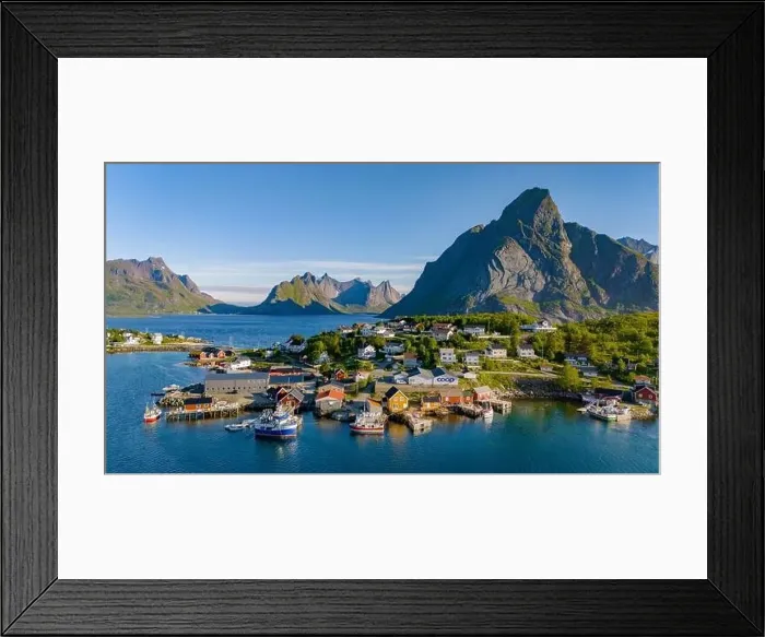 Framed Print : An aerial view of a picturesque village in Norway Framed Print : An aerial view of a picturesque village in Norway