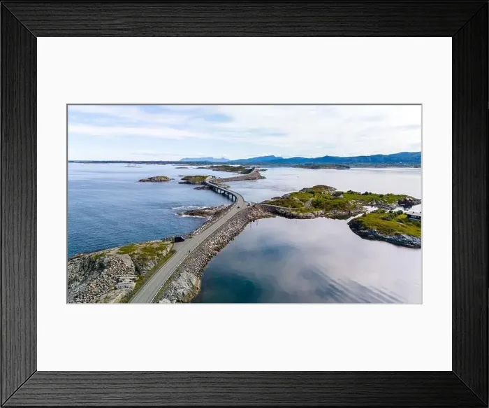Framed Print : An aerial view of the Atlantic Road in Norway, a scenic bridge connecting islands in the Norwegian Sea Framed Print : An aerial view of the Atlantic Road in Norway, a scenic bridge connecting islands in the Norwegian Sea