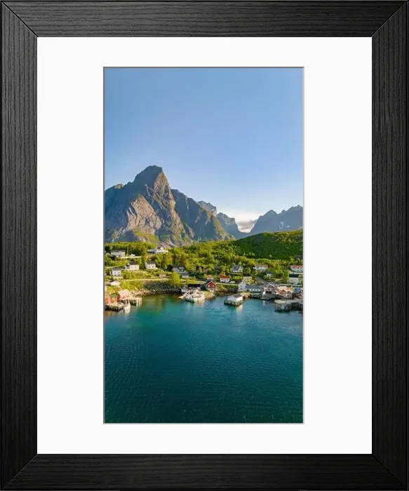 Framed Print : An aerial view of a peaceful harbor in Lofoten Framed Print : An aerial view of a peaceful harbor in Lofoten