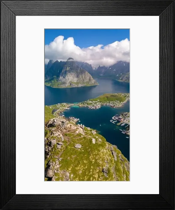 Framed Print : Reinebringen Lofoten Norway mountain overlooking a Norwegian fjord Framed Print : Reinebringen Lofoten Norway mountain overlooking a Norwegian fjord