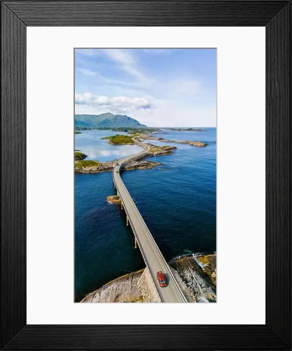 Framed Print : An aerial view of the iconic Atlantic Road in Norway Framed Print : An aerial view of the iconic Atlantic Road in Norway