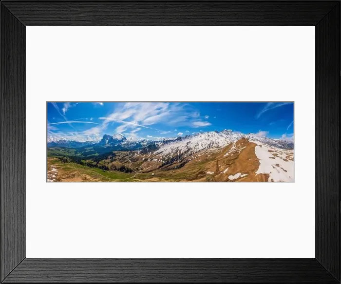 Framed Print : Panoramic view from the Seiser Alm to the Dolomites in Italy, drone shot Framed Print : Panoramic view from the Seiser Alm to the Dolomites in Italy, drone shot