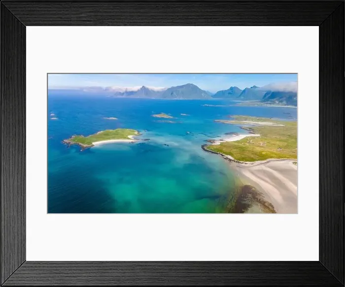 Framed Print : A breathtaking aerial view of a Norwegian archipelago Framed Print : A breathtaking aerial view of a Norwegian archipelago