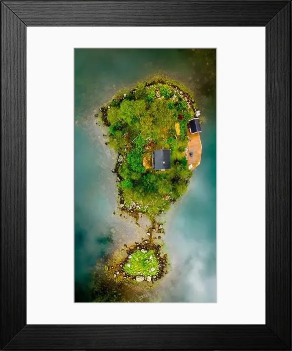 Framed Print : An aerial view of a small, green island in Norway Framed Print : An aerial view of a small, green island in Norway