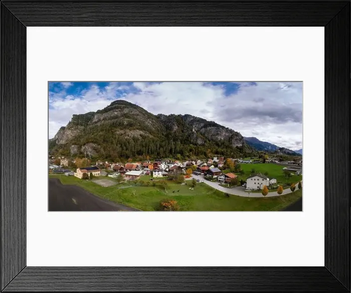 Framed Print : A panorama view of the village of Rothenbrunnen in southeastern Switzerland in autumn Framed Print : A panorama view of the village of Rothenbrunnen in southeastern Switzerland in autumn