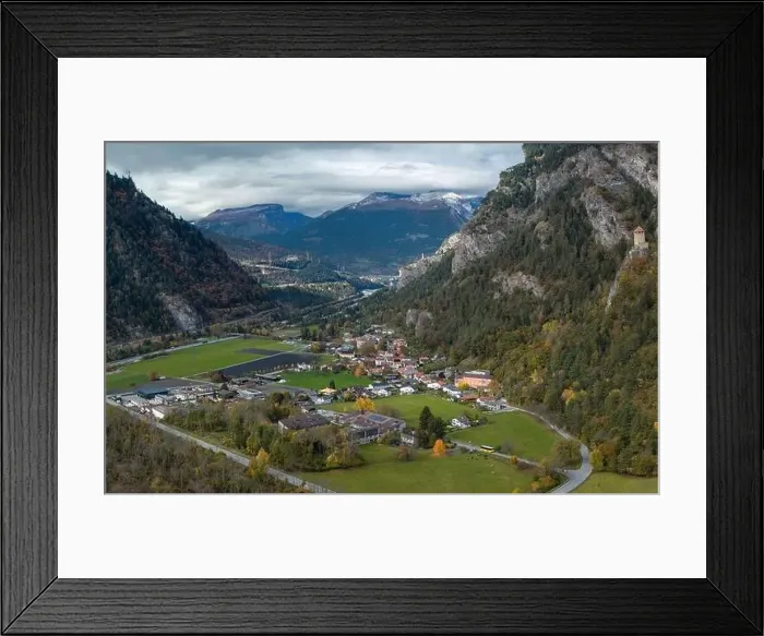 Framed Print : A view of the village of Rothenbrunnen in southeastern Switzerland in autumn Framed Print : A view of the village of Rothenbrunnen in southeastern Switzerland in autumn