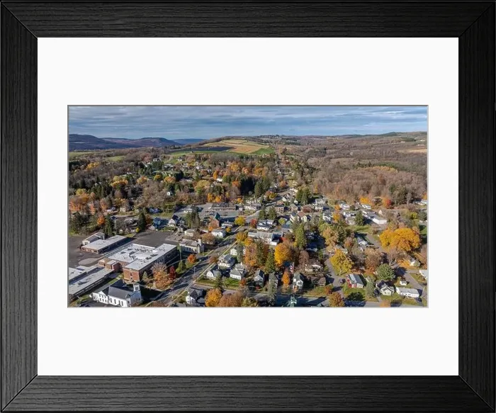 Framed Print : Aerial photo of fall foliage surrounding the Village of Tully, Onondaga County, New York State, October 2024 Framed Print : Aerial photo of fall foliage surrounding the Village of Tully, Onondaga County, New York State, October 2024
