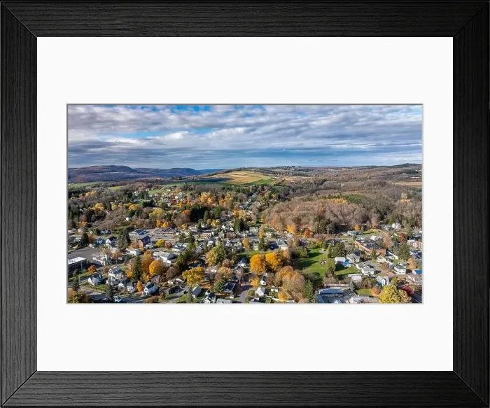 Framed Print : Aerial photo of fall foliage surrounding the Village of Tully, Onondaga County, New York State, October 2024 Framed Print : Aerial photo of fall foliage surrounding the Village of Tully, Onondaga County, New York State, October 2024