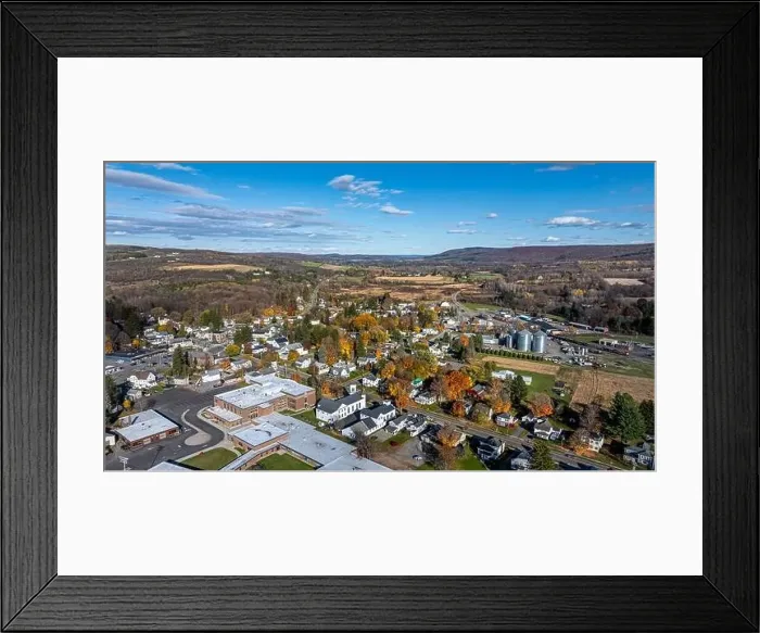 Framed Print : Aerial photo of fall foliage surrounding the Village of Tully, Onondaga County, New York State, October 2024 Framed Print : Aerial photo of fall foliage surrounding the Village of Tully, Onondaga County, New York State, October 2024