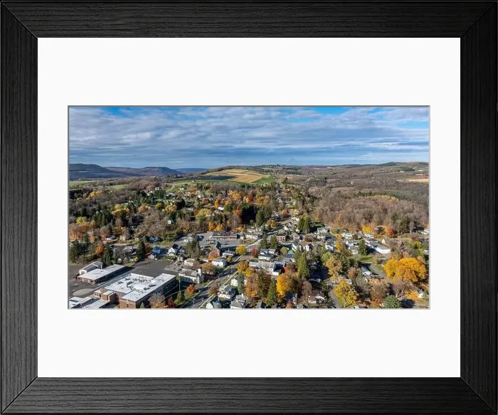 Framed Print : Aerial photo of fall foliage surrounding the Village of Tully, Onondaga County, New York State, October 2024 Framed Print : Aerial photo of fall foliage surrounding the Village of Tully, Onondaga County, New York State, October 2024