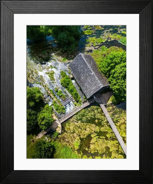 Framed Print : Aerial photo of Majerovo Vrilo, set of wooden mill houses on the source of Gacka river in the village of Sinac, Croatia Framed Print : Aerial photo of Majerovo Vrilo, set of wooden mill houses on the source of Gacka river in the village of Sinac, Croatia