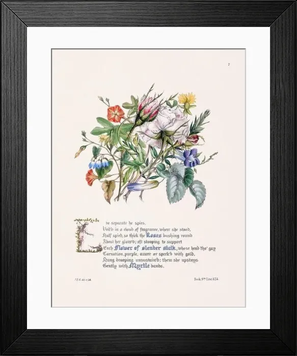 Framed Print : Floral bouquet illustration
