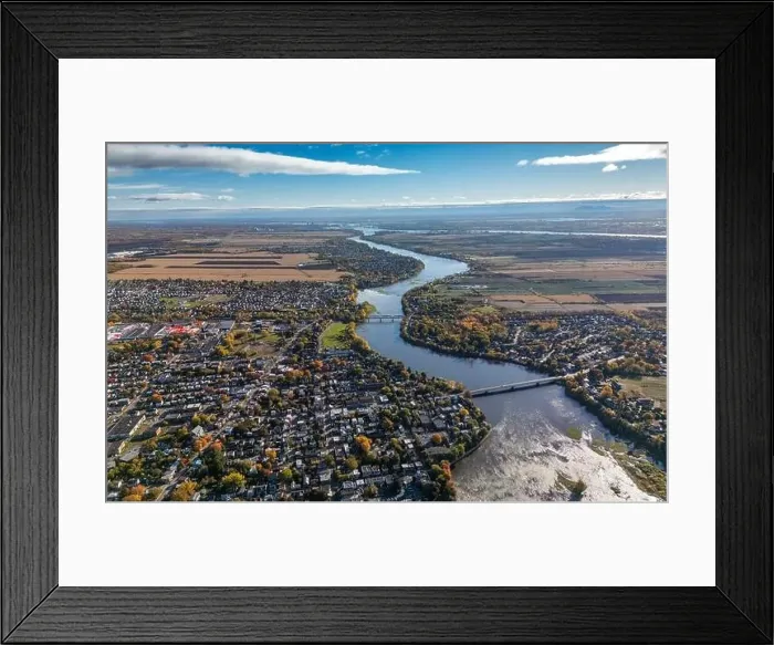 Framed Print : Aerial view of Laval and Terrebonne in Quebec, Canada Framed Print : Aerial view of Laval and Terrebonne in Quebec, Canada
