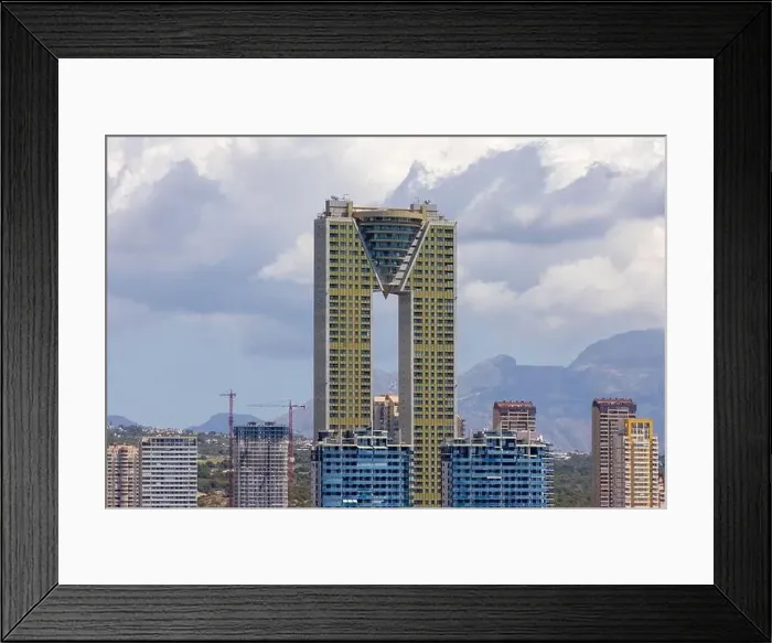 Framed Print : Aerial photo of the beautiful town of Benidorm in Spain showing the high rise buildings Framed Print : Aerial photo of the beautiful town of Benidorm in Spain showing the high rise buildings