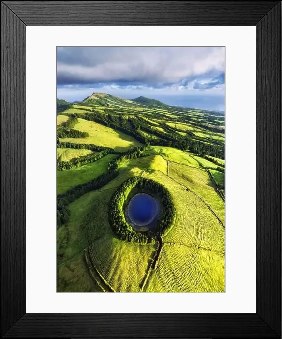 Framed Print : Scenic Look like Eye Lake landscape - Lagoa de Pau Pique, Sao Miguel Island, Azores, Portugal Framed Print : Scenic Look like Eye Lake landscape - Lagoa de Pau Pique, Sao Miguel Island, Azores, Portugal