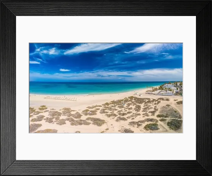 Framed Print : Aerial drone view of Costa Calma beach during the sunset, Fuerteventura, Canary Islands, Spain Framed Print : Aerial drone view of Costa Calma beach during the sunset, Fuerteventura, Canary Islands, Spain