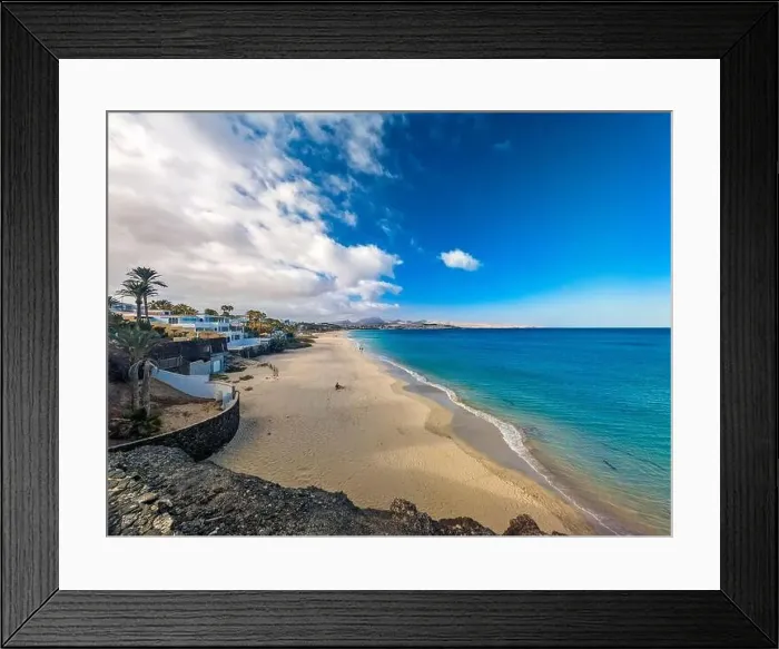 Framed Print : Aerial drone view of Costa Calma beach during the sunset, Fuerteventura, Canary Islands, Spain Framed Print : Aerial drone view of Costa Calma beach during the sunset, Fuerteventura, Canary Islands, Spain