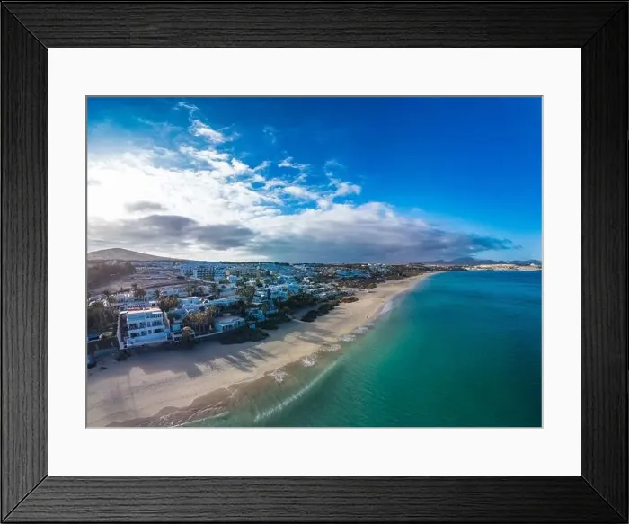 Framed Print : Aerial drone view of Costa Calma beach during the sunset, Fuerteventura, Canary Islands, Spain Framed Print : Aerial drone view of Costa Calma beach during the sunset, Fuerteventura, Canary Islands, Spain