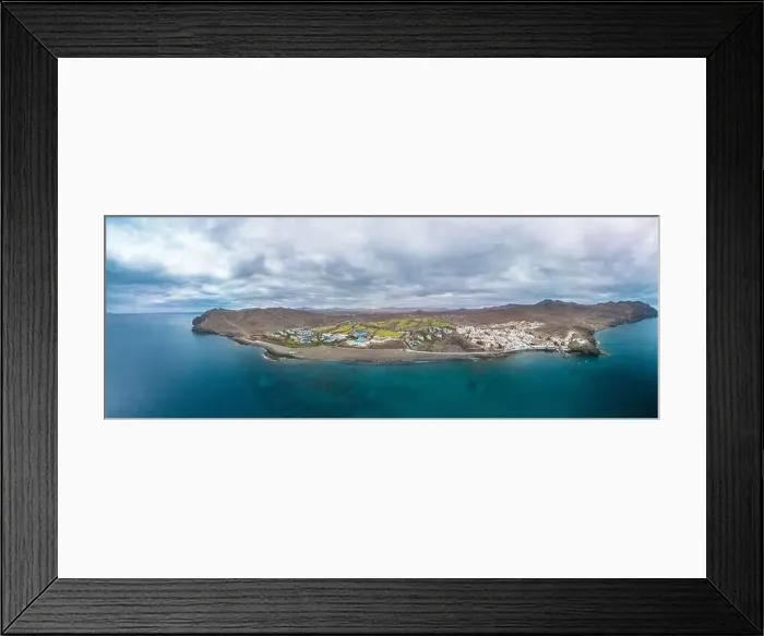 Framed Print : Aerial drone view of Las Playitas fishing town and the beach, Fuerteventura, Canary Islands, Spain Framed Print : Aerial drone view of Las Playitas fishing town and the beach, Fuerteventura, Canary Islands, Spain