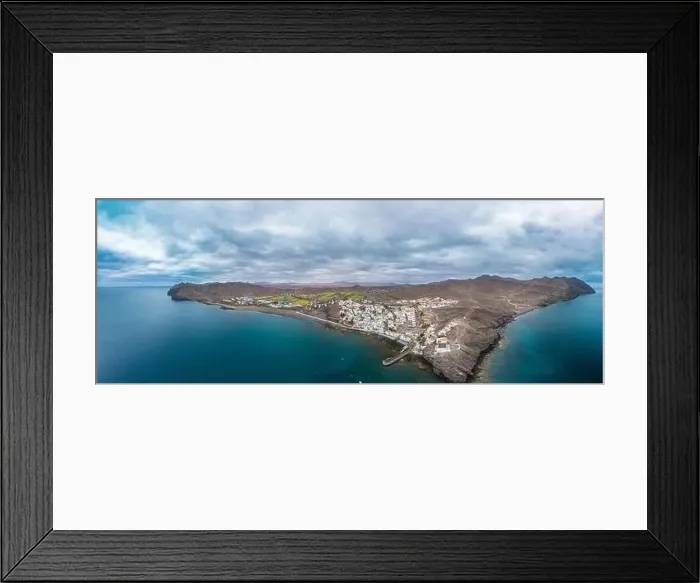 Framed Print : Aerial drone view of Las Playitas fishing town and the beach, Fuerteventura, Canary Islands, Spain Framed Print : Aerial drone view of Las Playitas fishing town and the beach, Fuerteventura, Canary Islands, Spain
