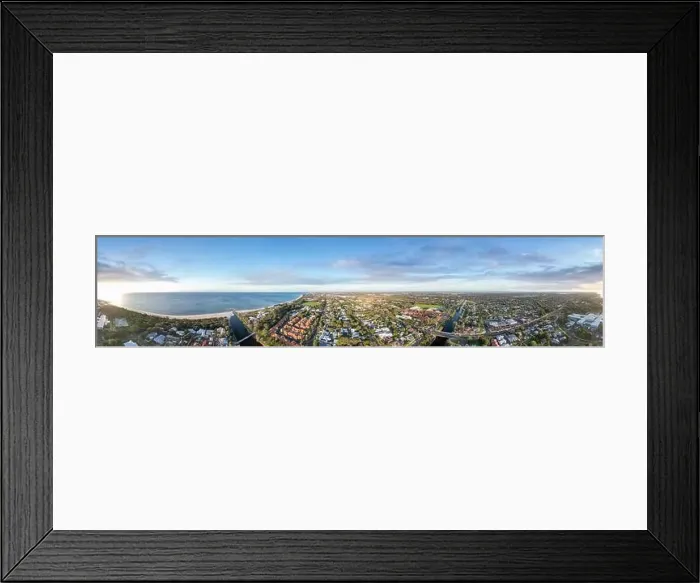 Framed Print : Aerial view of Busselton at sunset, Western Australia