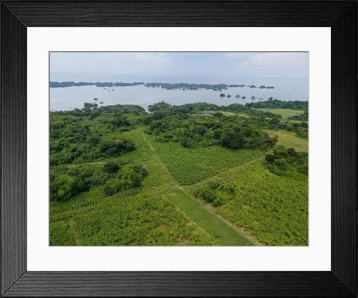 Framed Print : Green agricultural field with water supply aerial drone view Framed Print : Green agricultural field with water supply aerial drone view