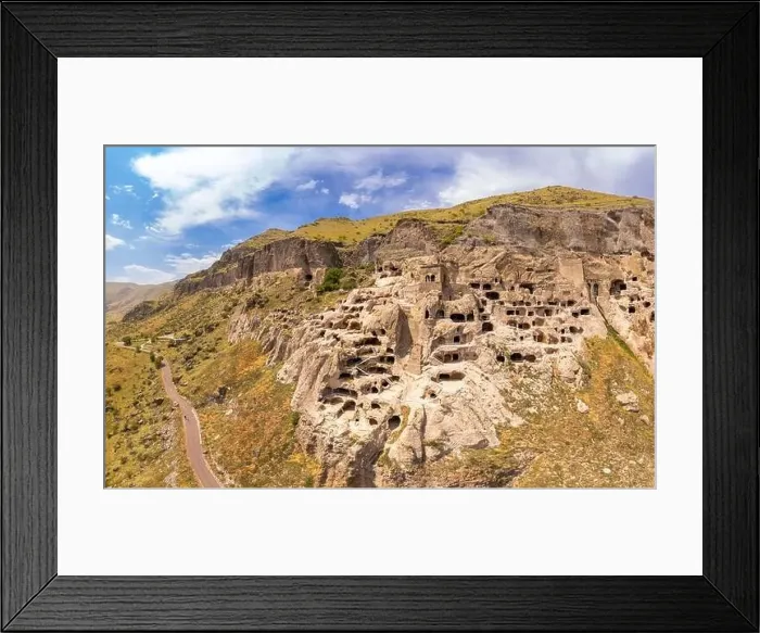 Framed Print : Aerial top view of Vardzia city on sunny summer day Framed Print : Aerial top view of Vardzia city on sunny summer day
