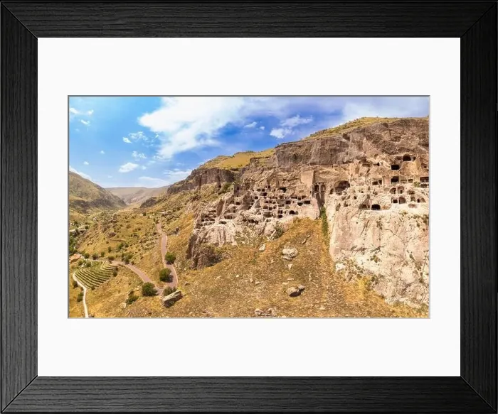 Framed Print : Aerial top view of Vardzia city on sunny summer day Framed Print : Aerial top view of Vardzia city on sunny summer day