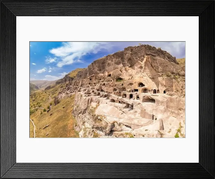 Framed Print : Aerial top view of Vardzia city on sunny summer day Framed Print : Aerial top view of Vardzia city on sunny summer day